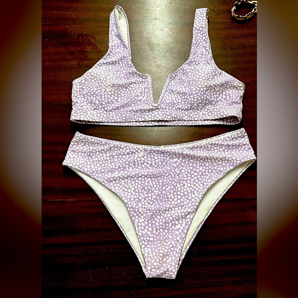 Purple polkadot bikini